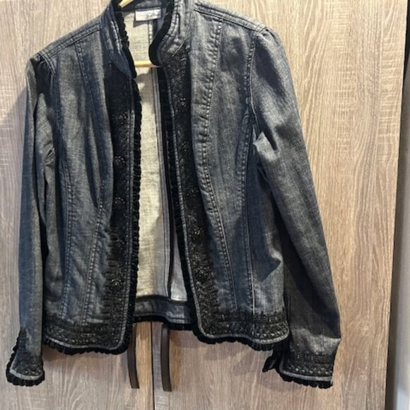 Womens Denim Jacket with Black trim - Picture 1 of 2